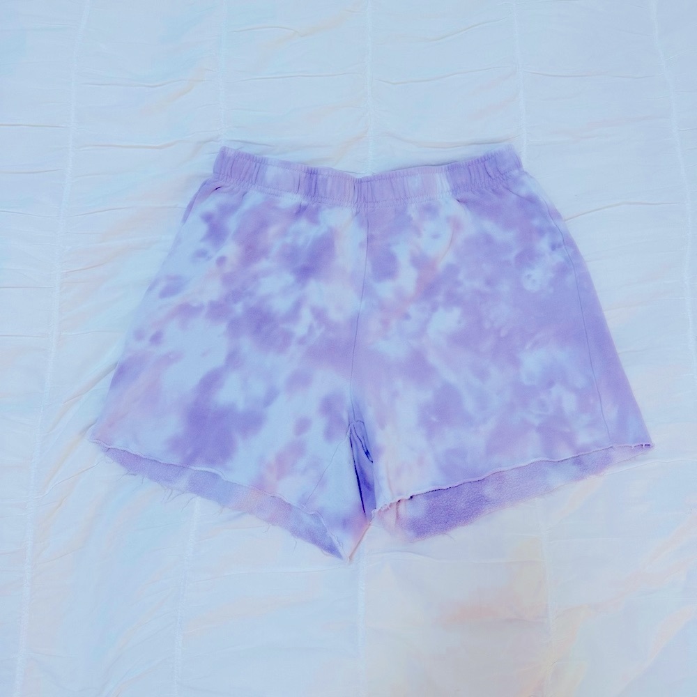 Comfortable White and Purple Tie Dye Shorts